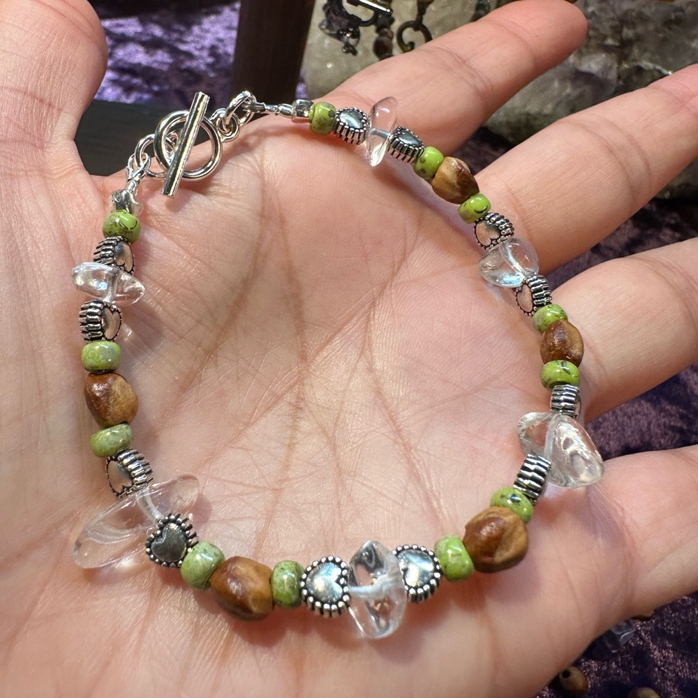 Navajo Native American Ghost Bead & Clear Quartz Bracelet - Handmade
